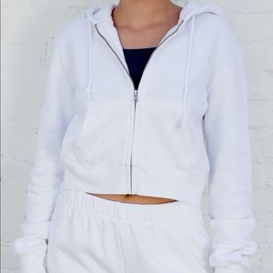 Brandy Melville Cropped White Zip Up
